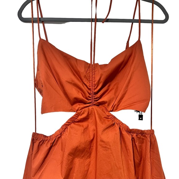 ASTR The Label Cutout Poplin Maxi Dress Brown Size Medium - Picture 9 of 10